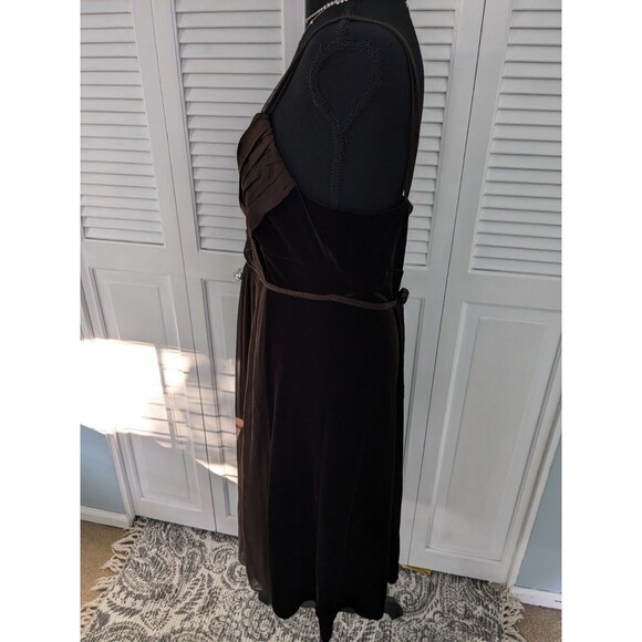 Signature Robbie Bee Dress Women's Sz 12 Chocolate Velvet Lattice Satin Cocktail - Picture 7 of 12